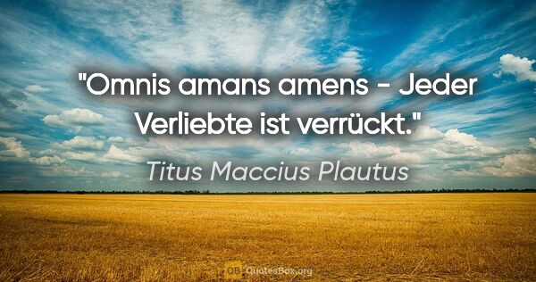 Titus Maccius Plautus Zitat: "Omnis amans amens - Jeder Verliebte ist verrückt."