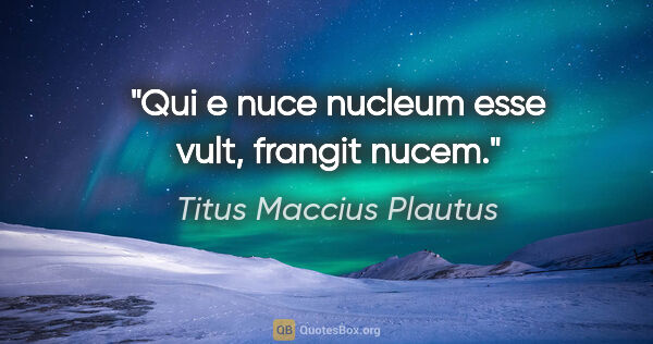 Titus Maccius Plautus Zitat: "Qui e nuce nucleum esse vult, frangit nucem."