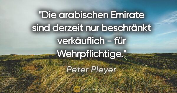 Peter Pleyer Zitat: "Die arabischen Emirate sind derzeit nur beschränkt verkäuflich..."