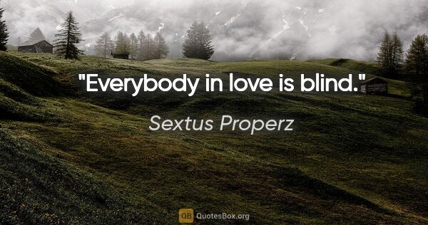 Sextus Properz Zitat: "Everybody in love is blind."