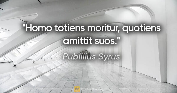 Publilius Syrus Zitat: "Homo totiens moritur, quotiens amittit suos."
