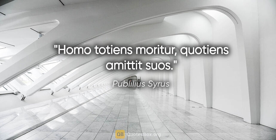 Publilius Syrus Zitat: "Homo totiens moritur, quotiens amittit suos."