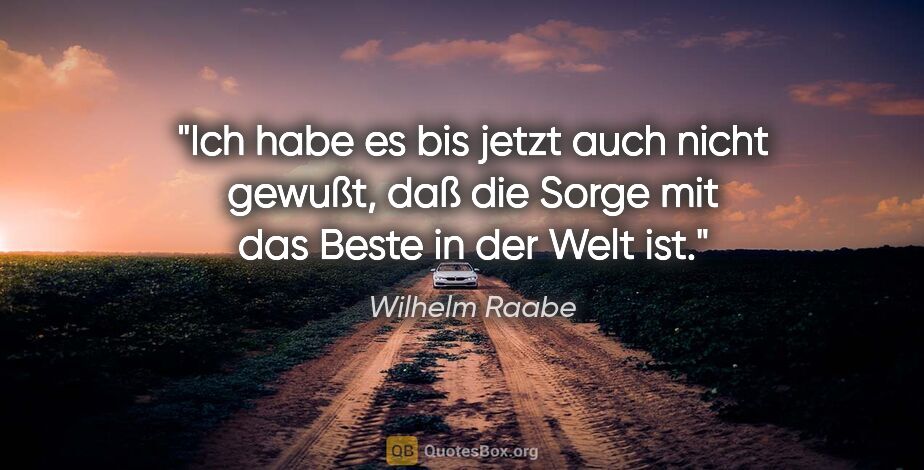 Wilhelm Raabe Zitat: "Ich habe es bis jetzt auch nicht gewußt, daß die Sorge mit das..."