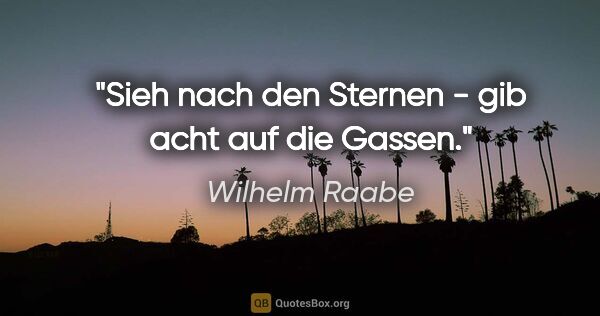 Wilhelm Raabe Zitat: "Sieh nach den Sternen - gib acht auf die Gassen."