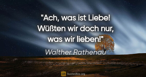 Walther Rathenau Zitat: "Ach, was ist Liebe! Wüßten wir doch nur, was wir lieben!"