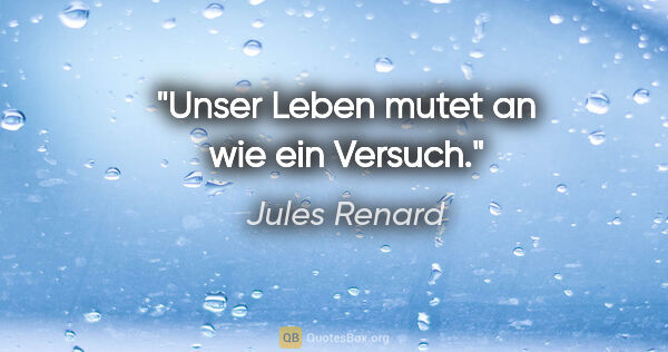 Jules Renard Zitat: "Unser Leben mutet an wie ein Versuch."