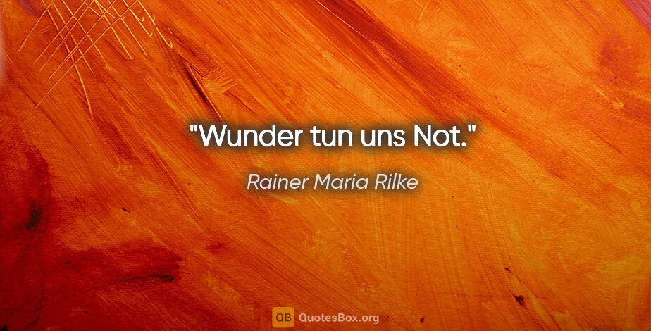 Rainer Maria Rilke Zitat: "Wunder tun uns Not."