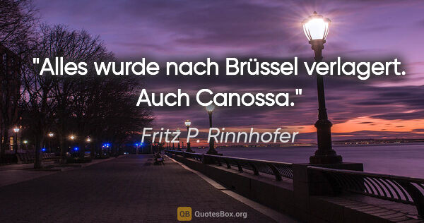 Fritz P. Rinnhofer Zitat: "Alles wurde nach Brüssel verlagert. Auch Canossa."