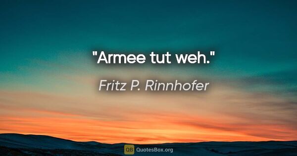 Fritz P. Rinnhofer Zitat: "Armee tut weh."