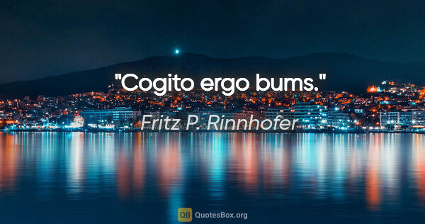 Fritz P. Rinnhofer Zitat: "Cogito ergo bums."