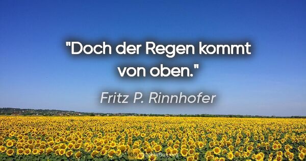 Fritz P. Rinnhofer Zitat: "Doch der Regen kommt von oben."