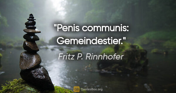Fritz P. Rinnhofer Zitat: "Penis communis: Gemeindestier."