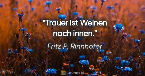 Fritz P. Rinnhofer Zitat: "Trauer ist Weinen nach innen."