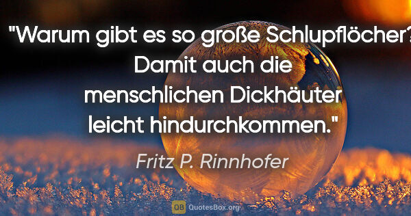 Fritz P. Rinnhofer Zitat: "Warum gibt es so große Schlupflöcher? Damit auch die..."