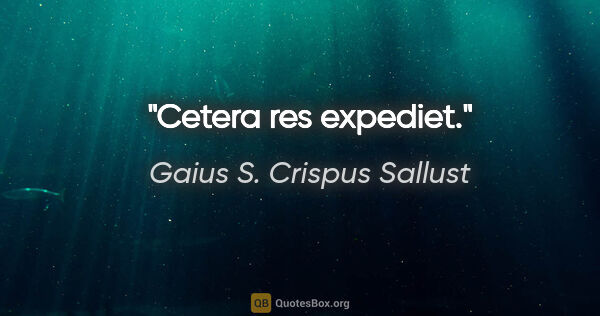 Gaius S. Crispus Sallust Zitat: "Cetera res expediet."