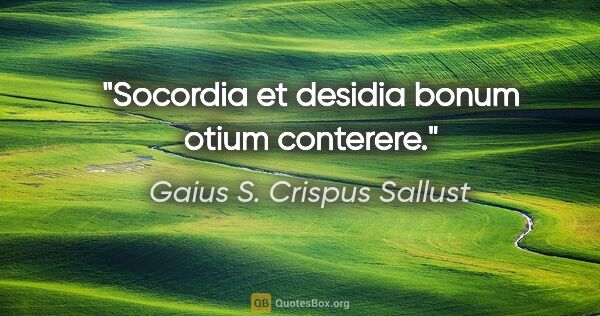 Gaius S. Crispus Sallust Zitat: "Socordia et desidia bonum otium conterere."