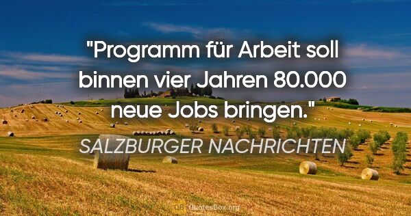 SALZBURGER NACHRICHTEN Zitat: "Programm für Arbeit soll binnen vier Jahren 80.000 neue Jobs..."