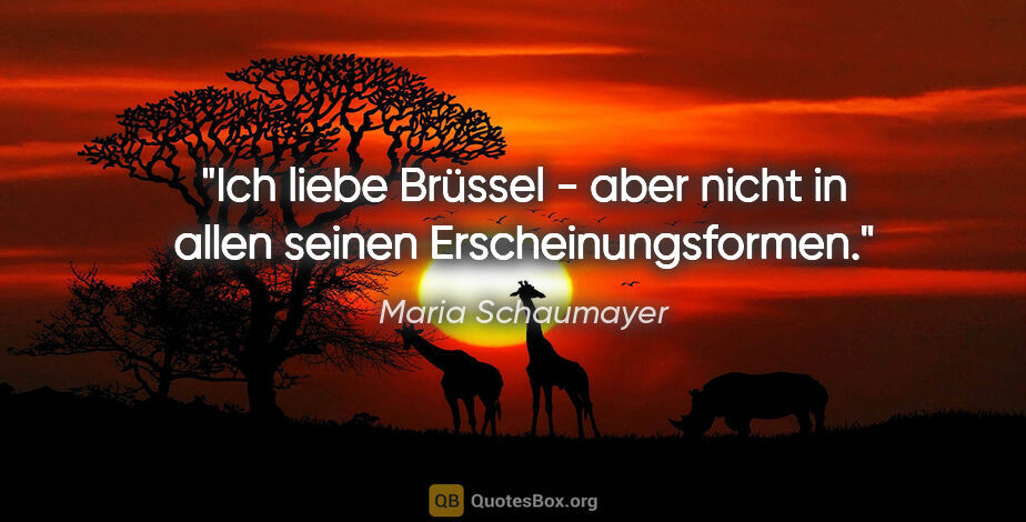 Maria Schaumayer Zitat: "Ich liebe Brüssel - aber nicht in allen seinen..."