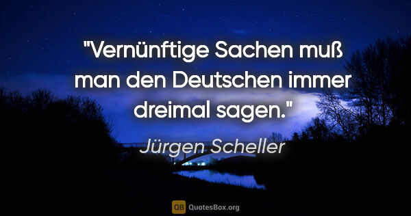 Jürgen Scheller Zitat: "Vernünftige Sachen muß man den Deutschen immer dreimal sagen."