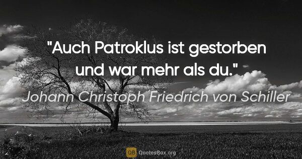 Johann Christoph Friedrich von Schiller Zitat: "Auch Patroklus ist gestorben und war mehr als du."