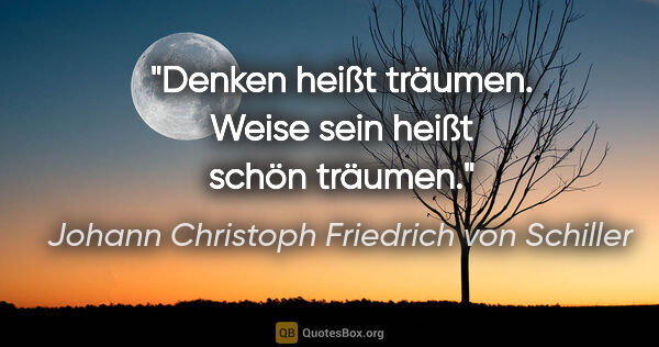Johann Christoph Friedrich von Schiller Zitat: "Denken heißt träumen. Weise sein heißt schön träumen."
