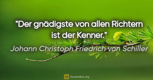 Johann Christoph Friedrich von Schiller Zitat: "Der gnädigste von allen Richtern ist der Kenner."