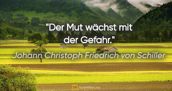 Johann Christoph Friedrich von Schiller Zitat: "Der Mut wächst mit der Gefahr."