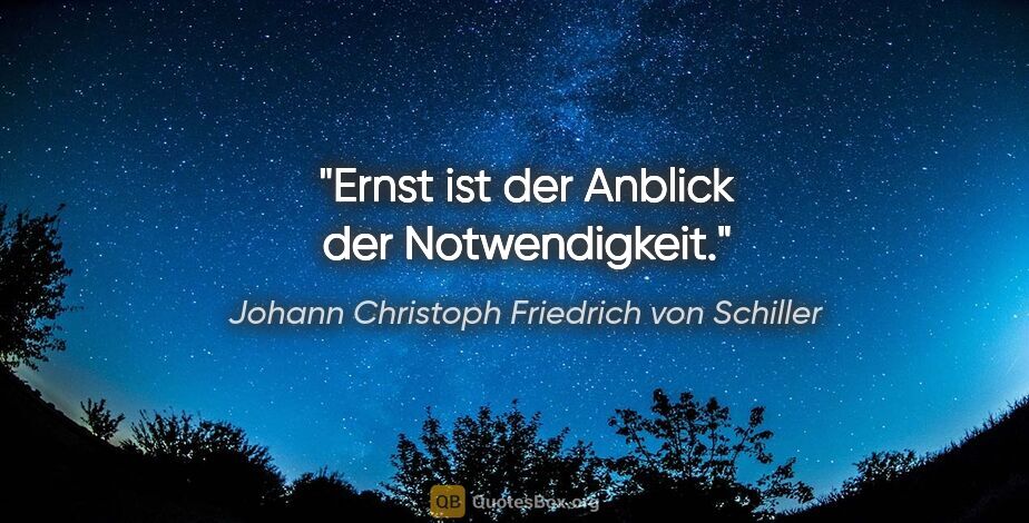 Johann Christoph Friedrich von Schiller Zitat: "Ernst ist der Anblick der Notwendigkeit."