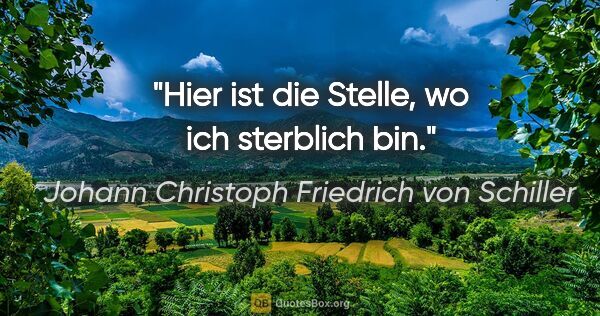 Johann Christoph Friedrich von Schiller Zitat: "Hier ist die Stelle, wo ich sterblich bin."