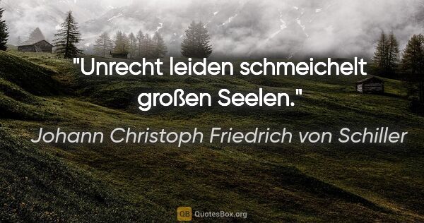 Johann Christoph Friedrich von Schiller Zitat: "Unrecht leiden schmeichelt großen Seelen."