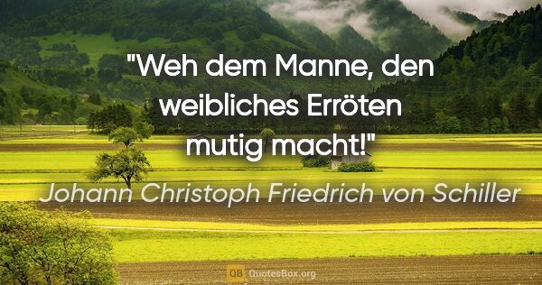 Johann Christoph Friedrich von Schiller Zitat: "Weh dem Manne, den weibliches Erröten mutig macht!"