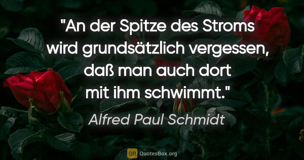 Alfred Paul Schmidt Zitat: "An der Spitze des Stroms wird grundsätzlich vergessen, daß man..."