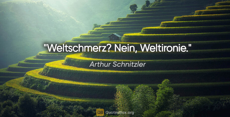 Arthur Schnitzler Zitat: "Weltschmerz? Nein, Weltironie."