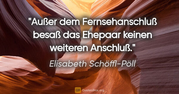 Elisabeth Schöffl-Pöll Zitat: "Außer dem Fernsehanschluß besaß das Ehepaar keinen weiteren..."