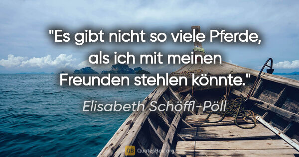 Elisabeth Schöffl-Pöll Zitat: "Es gibt nicht so viele Pferde, als ich mit meinen Freunden..."