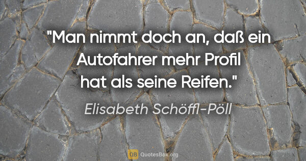 Elisabeth Schöffl-Pöll Zitat: "Man nimmt doch an, daß ein Autofahrer mehr Profil hat als..."
