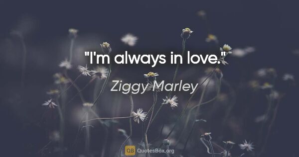 Ziggy Marley quote: "I'm always in love."