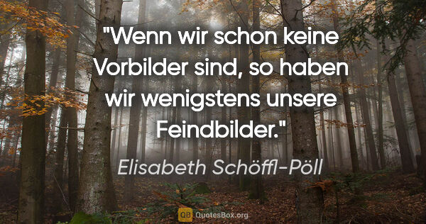 Elisabeth Schöffl-Pöll Zitat: "Wenn wir schon keine Vorbilder sind, so haben wir wenigstens..."