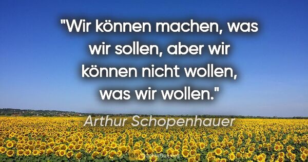 Arthur Schopenhauer Zitat: "Wir können machen, was wir sollen, aber wir können nicht..."