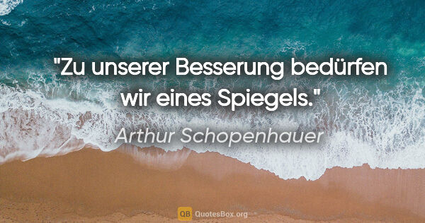 Arthur Schopenhauer Zitat: "Zu unserer Besserung bedürfen wir eines Spiegels."