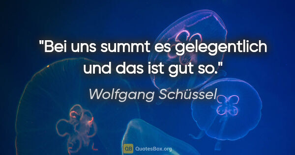 Wolfgang Schüssel Zitat: "Bei uns summt es gelegentlich und das ist gut so."