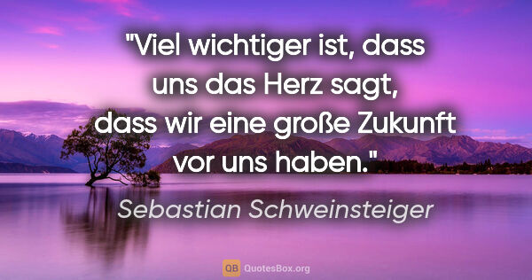 Sebastian Schweinsteiger Zitat: "Viel wichtiger ist, dass uns das Herz sagt, dass wir eine..."