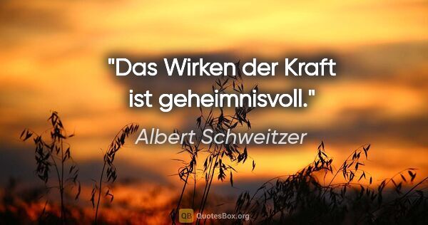 Albert Schweitzer Zitat: "Das Wirken der Kraft ist geheimnisvoll."