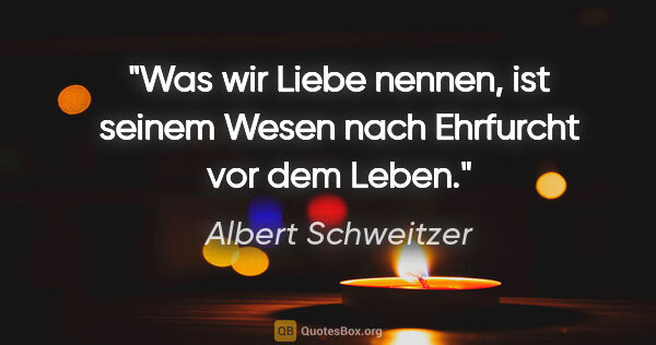 Albert Schweitzer Zitat: "Was wir Liebe nennen, ist seinem Wesen nach Ehrfurcht vor dem..."