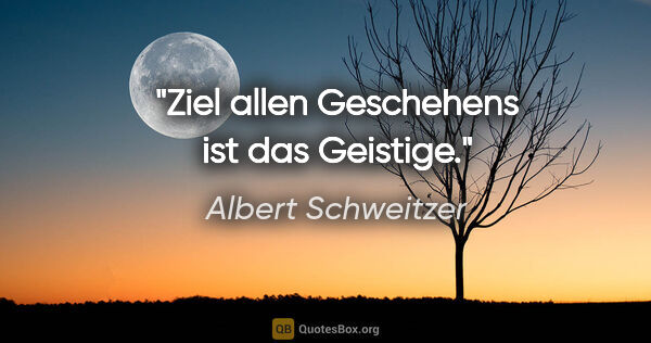 Albert Schweitzer Zitat: "Ziel allen Geschehens ist das Geistige."