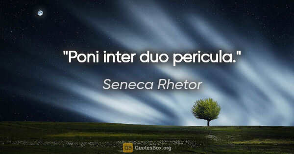 Seneca Rhetor Zitat: "Poni inter duo pericula."