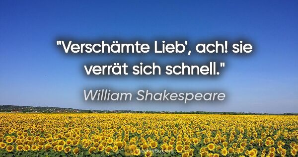 William Shakespeare Zitat: "Verschämte Lieb', ach! sie verrät sich schnell."