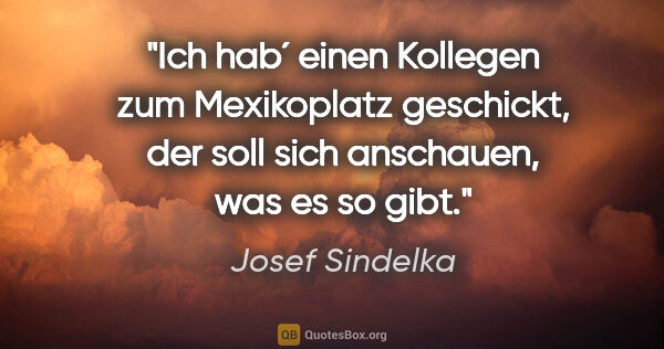 Josef Sindelka Zitat: "Ich hab´ einen Kollegen zum Mexikoplatz geschickt, der soll..."