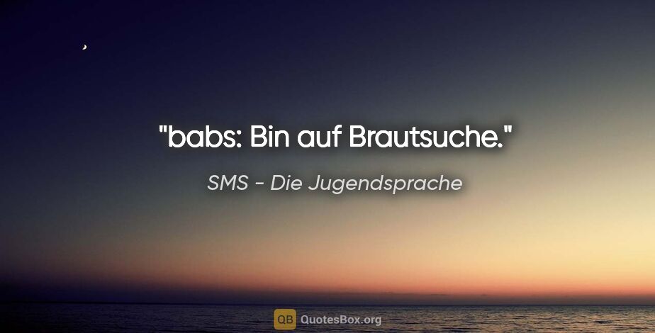 SMS - Die Jugendsprache Zitat: "babs: Bin auf Brautsuche."