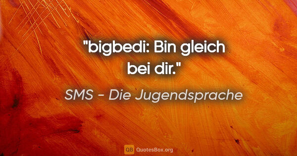 SMS - Die Jugendsprache Zitat: "bigbedi: Bin gleich bei dir."